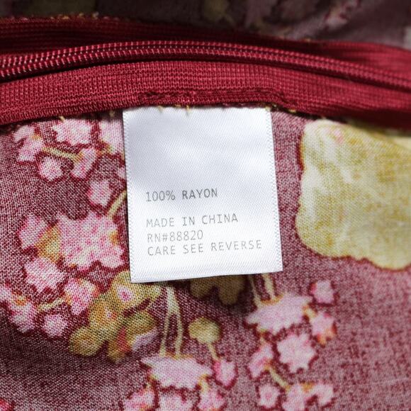 Rachel Roy One Shoulder Floral Tie Waist Top Puff Sleeve Red Boho Y2K Size M - Picture 7 of 10